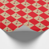 Cute Reindeer Brown and Red Pattern Cadeaupapier (Hoek)