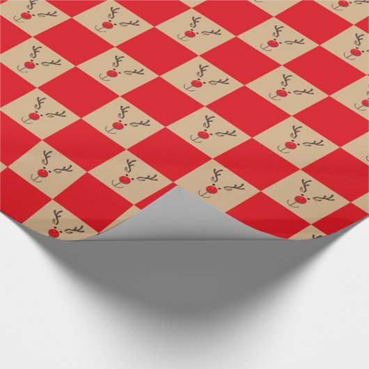 Cute Reindeer Brown and Red Pattern Cadeaupapier (Hoek)