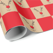 Cute Reindeer Brown and Red Pattern Cadeaupapier (Rol Hoek)