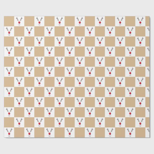Cute Reindeer Brown and White Pattern Cadeaupapier (Vlak)