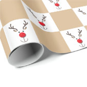 Cute Reindeer Brown and White Pattern Cadeaupapier (Rol Hoek)
