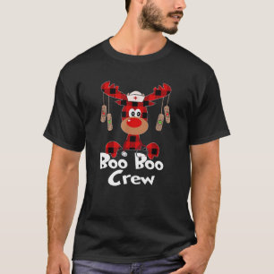 Cute Reindeer Buffalo Pset Boo Boo Crew Nurse T-shirt