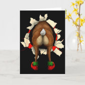 Cute Reindeer Butt Breakthrough Christmas  Kaart (Gele Bloem)
