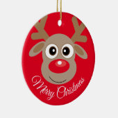 Cute Reindeer Cartoon Kerstrood Keramisch Ornament (Rechts)