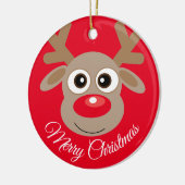Cute Reindeer Cartoon Kerstrood Keramisch Ornament (Links)