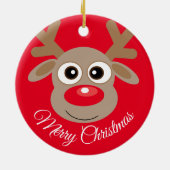 Cute Reindeer Cartoon Kerstrood Keramisch Ornament (Achterkant)