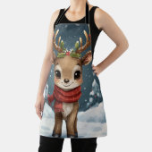 Cute reindeer christmas apron for festive kitchen schort (Insitu)