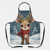 Cute reindeer christmas apron for festive kitchen schort (Voorkant)