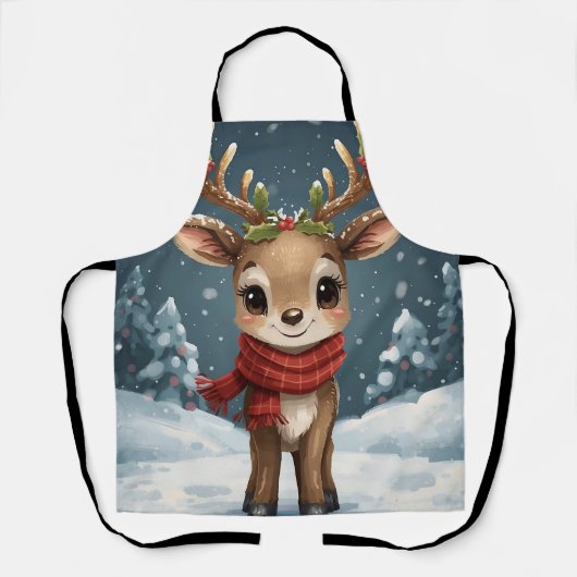 Cute reindeer christmas apron for festive kitchen  schort (Voorkant)
