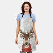 Cute Reindeer Christmas Apron For Winter Festive Schort (Gedragen)
