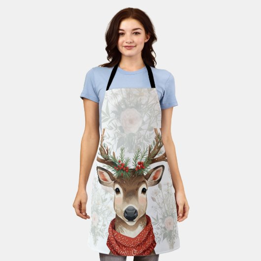 Cute Reindeer Christmas Apron For Winter Festive Schort (Gedragen)