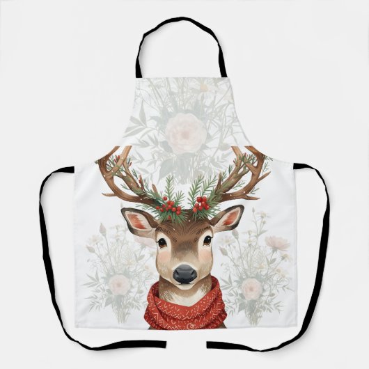 Cute Reindeer Christmas Apron For Winter Festive Schort (Voorkant)