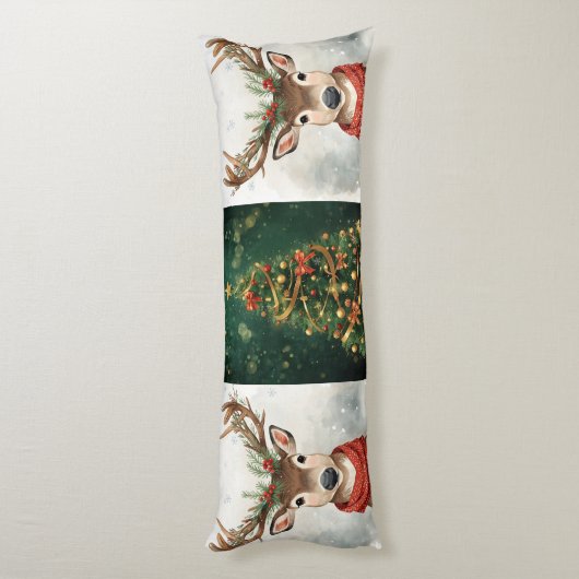 Cute Reindeer Christmas Bedding For Body Pillow Lichaamskussen (Achterkant (Verticaal))