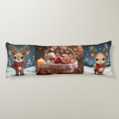 Cute reindeer christmas bedding for kids winter  lichaamskussen (Achterkant)