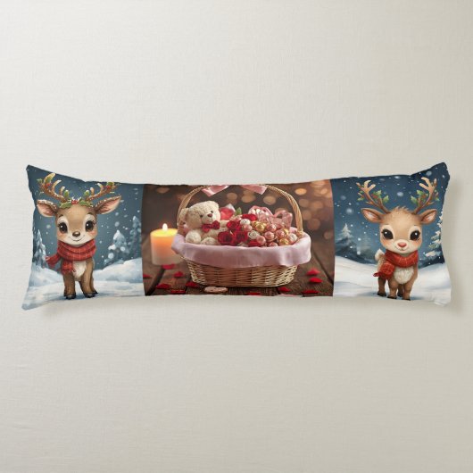 Cute reindeer christmas bedding for kids winter  lichaamskussen (Voorkant)