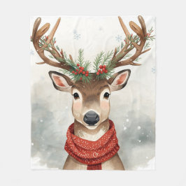 Cute Reindeer Christmas Blanket For Warm Winter Fleece Deken