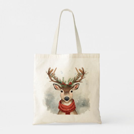 Cute Reindeer Christmas Budget Tote Bag (Achterkant)