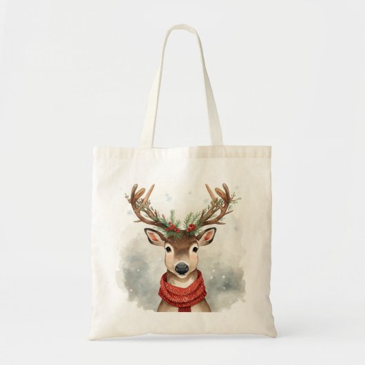 Cute Reindeer Christmas Budget Tote Bag (Voorkant)