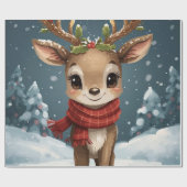 Cute reindeer christmas cadeaupapier (Vlak)
