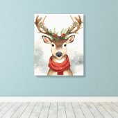 Cute Reindeer Christmas Canvas Art For Holiday (Insitu (Houten vloer))