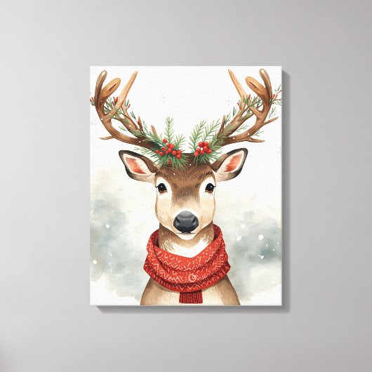 Cute Reindeer Christmas Canvas Art For Holiday Afdruk (Voorkant)