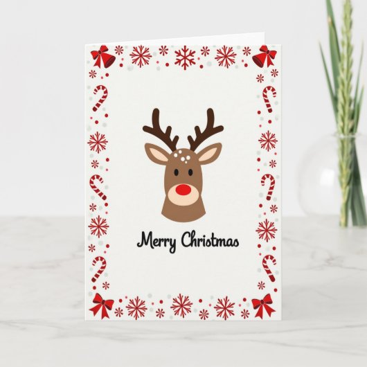 Cute Reindeer Christmas Card Kaart (Voorkant)