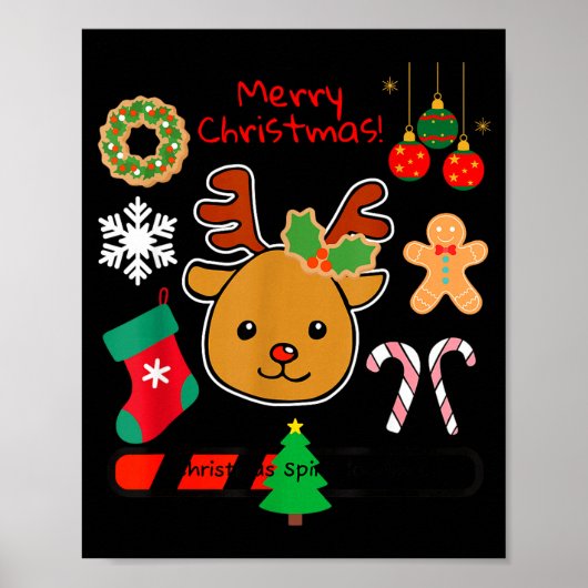 Cute Reindeer Christmas Cartoon Holiday Festive Ar Poster (Voorkant)