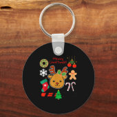 Cute Reindeer Christmas Cartoon Holiday Festive Ar Sleutelhanger (Voorkant)