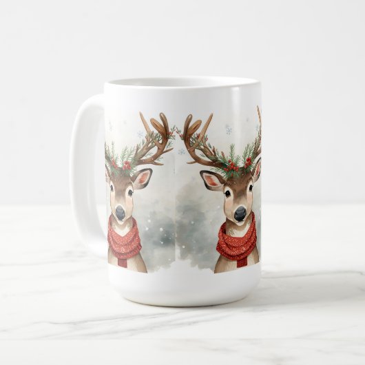 Cute Reindeer Christmas coffee Mug Koffiemok (Voorkant links)