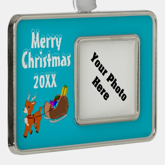 Cute Reindeer Christmas Custom Framed Ornament (Rechts)