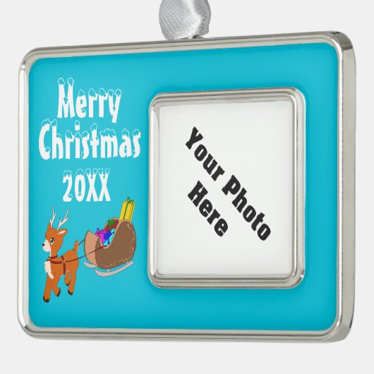 Cute Reindeer Christmas Custom Framed Ornament (Links)