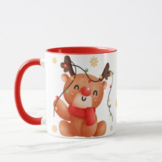 Cute Reindeer Christmas Design, Festive Holiday Mok (Links)