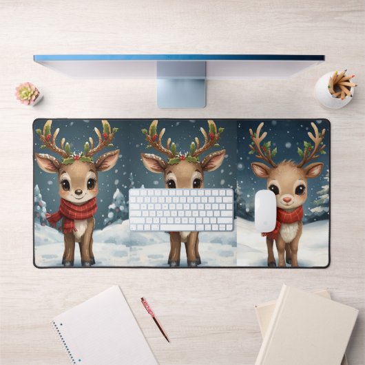 Cute reindeer christmas festive workspace bureaumat (Kantoor 1)