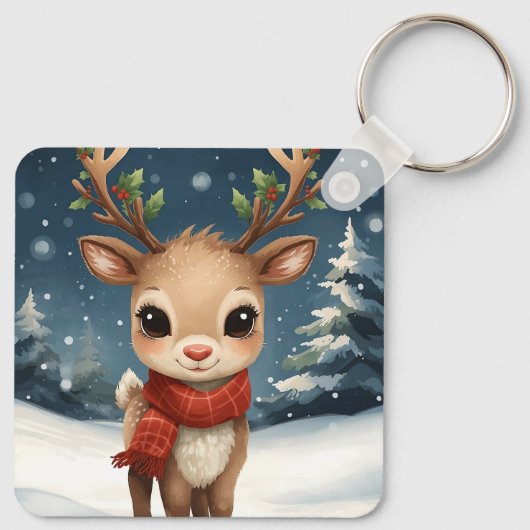 Cute reindeer christmas fun stocking gifts sleutelhanger (Achterkant)