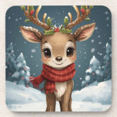 Cute reindeer christmas holiday tables bier onderzetter (Voorkant)