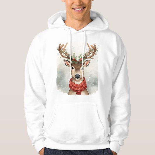 Cute Reindeer Christmas Hoodie,Cozy Festive Winter Hoodie (Voorkant)