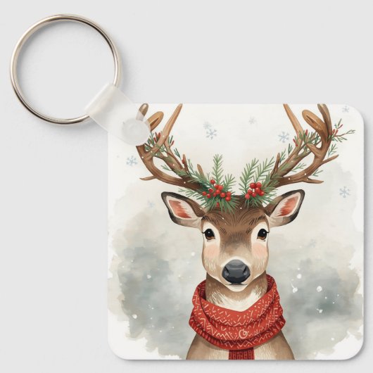 Cute Reindeer Christmas Keychain (Voorkant)