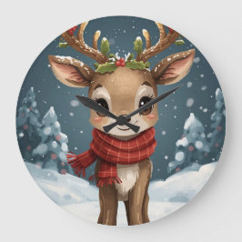 Cute reindeer christmas  kids bedroom grote klok