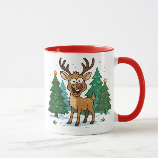   Cute Reindeer Christmas Mug 11 oz Mok (Rechts)