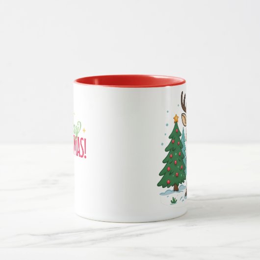  Cute Reindeer Christmas Mug 11 oz Mok (Midden)