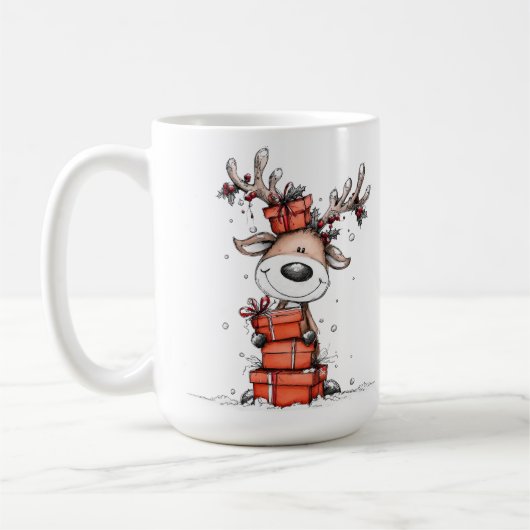 Cute Reindeer Christmas Mug – Oh Deer! Koffiemok (Links)