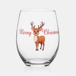 Cute reindeer Christmas Party Wijnglas Zonder Voet