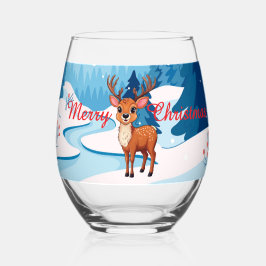 Cute reindeer Christmas Party Wijnglas Zonder Voet