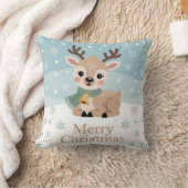 Cute Reindeer Christmas Pastel Baby Deer Holiday Kussen (Deken)