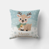 Cute Reindeer Christmas Pastel Baby Deer Holiday Kussen (Achterkant)