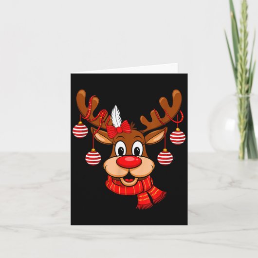 Cute Reindeer Christmas Red Nose Rudolph Xmas Kids Kaart (Voorkant)