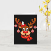 Cute Reindeer Christmas Red Nose Rudolph Xmas Kids Kaart (Gele Bloem)