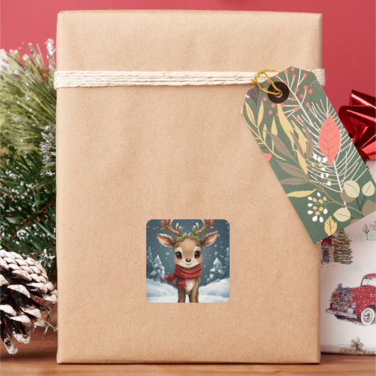 Cute reindeer christmas sticker for gifts notebook (Feestdagen)