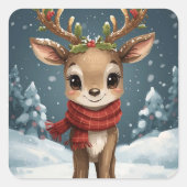 Cute reindeer christmas sticker for gifts notebook (Voorkant)