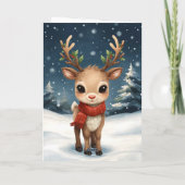 Cute reindeer christmas sweet holiday wishes kaart (Achterkant)
